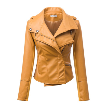 2015 Nueva llegada Zippered Faux Leather Moto Jacket